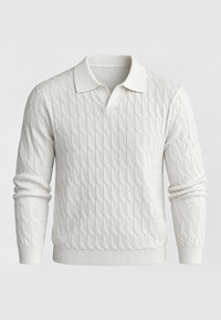 Polo de punto hombre manga larga trenzado cuello abierto - Eamon