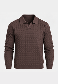 Polo de punto hombre manga larga trenzado cuello abierto - Eamon