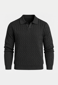 Polo de punto hombre manga larga trenzado cuello abierto - Eamon