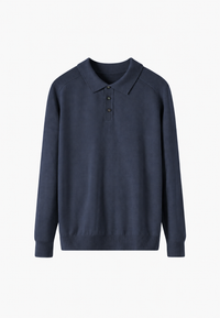 Polo de punto con mezcla de lana cuello abierto - Gaël