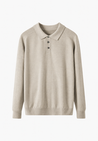 Polo de punto con mezcla de lana cuello abierto - Gaël