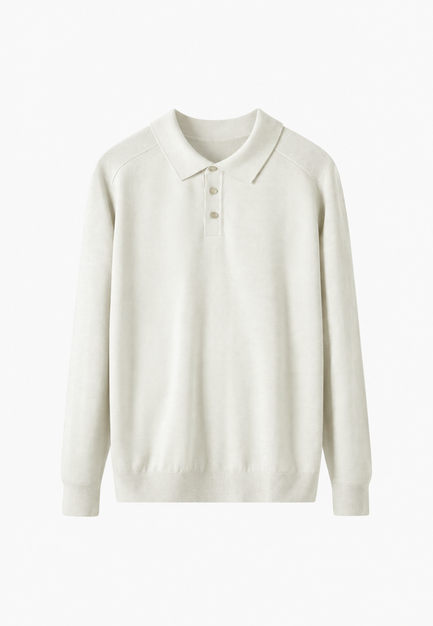 Polo de punto con mezcla de lana cuello abierto - Gaël
