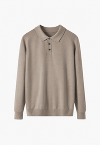 Polo de punto con mezcla de lana cuello abierto - Gaël