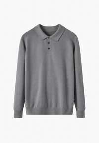 Polo de punto con mezcla de lana cuello abierto - Gaël