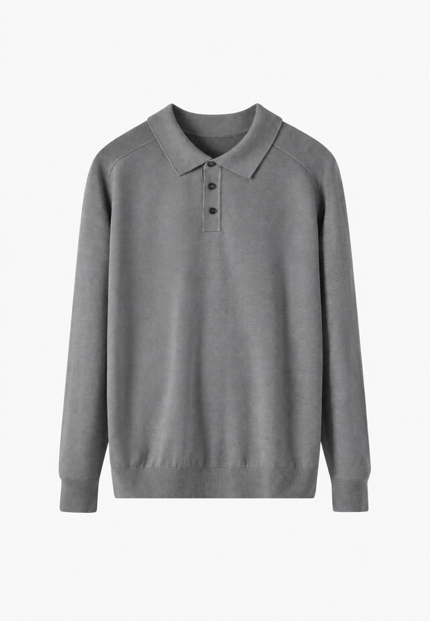 Polo de punto con mezcla de lana cuello abierto - Gaël