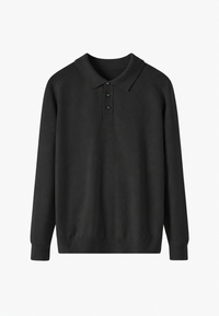 Polo de punto con mezcla de lana cuello abierto - Gaël
