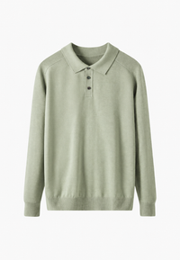 Polo de punto con mezcla de lana cuello abierto - Gaël