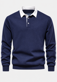 Polo hombre manga larga cuello contraste botonadura corta - Cassian