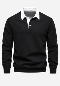 Polo hombre manga larga cuello contraste botonadura corta - Cassian