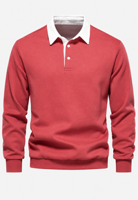 Polo hombre manga larga cuello contraste botonadura corta - Cassian