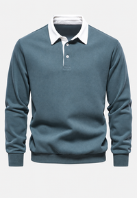 Polo hombre manga larga cuello contraste botonadura corta - Cassian