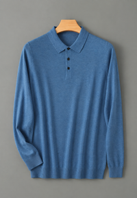Polo hombre manga larga punto fino cuello abotonado - Aksel