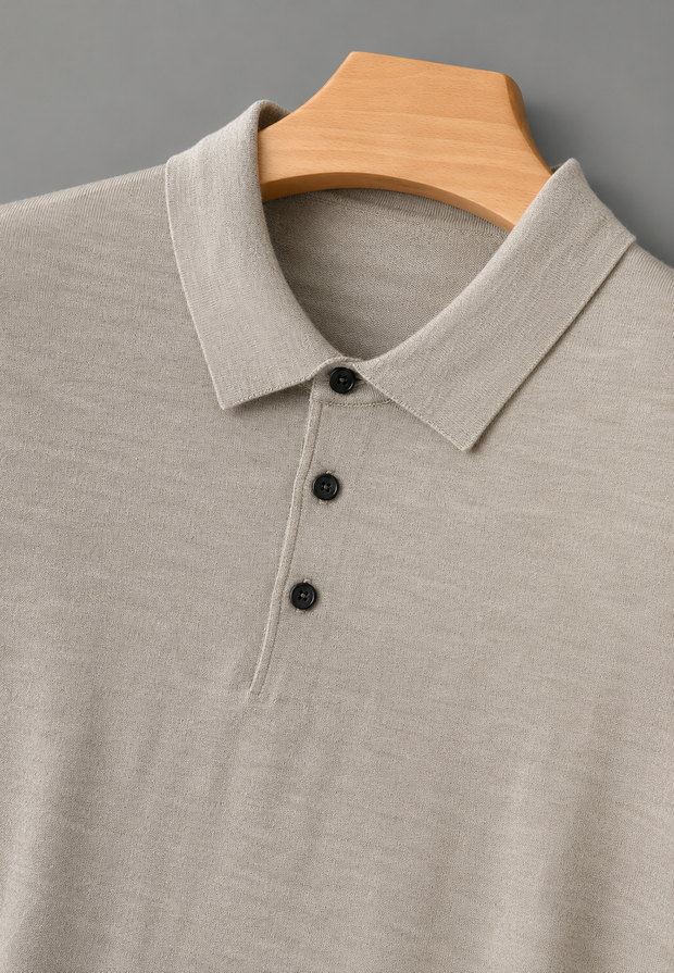 Polo hombre manga larga punto fino cuello abotonado - Aksel