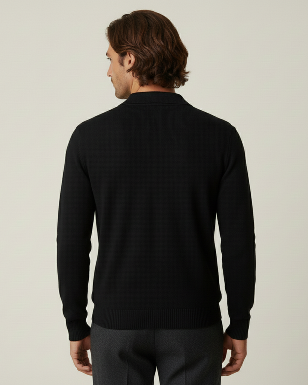 Polo hombre manga larga punto liso cuello abierto - Elian