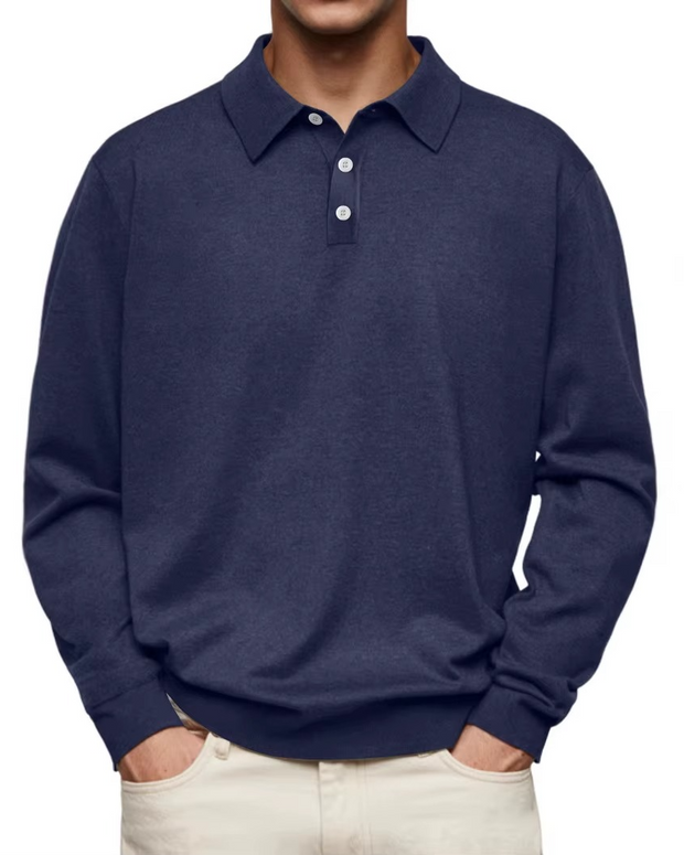 Polo hombre manga larga punto liso cuello clásico - Eder