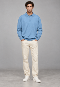 Polo hombre manga larga punto liso cuello clásico - Eder