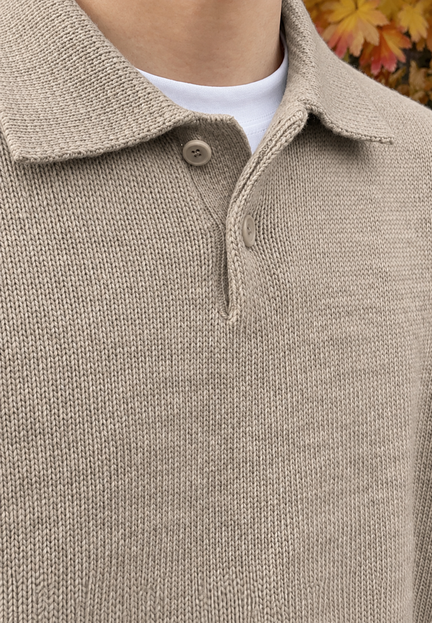 Polo hombre manga larga punto liso cuello clásico - Miro