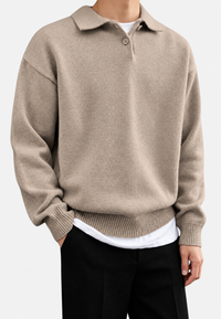 Polo hombre manga larga punto liso cuello clásico - Miro