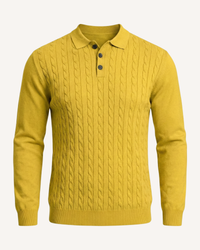 Polo hombre manga larga punto trenzado cuello clásico - Teo