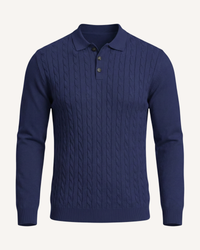 Polo hombre manga larga punto trenzado cuello clásico - Teo