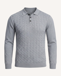 Polo hombre manga larga punto trenzado cuello clásico - Teo