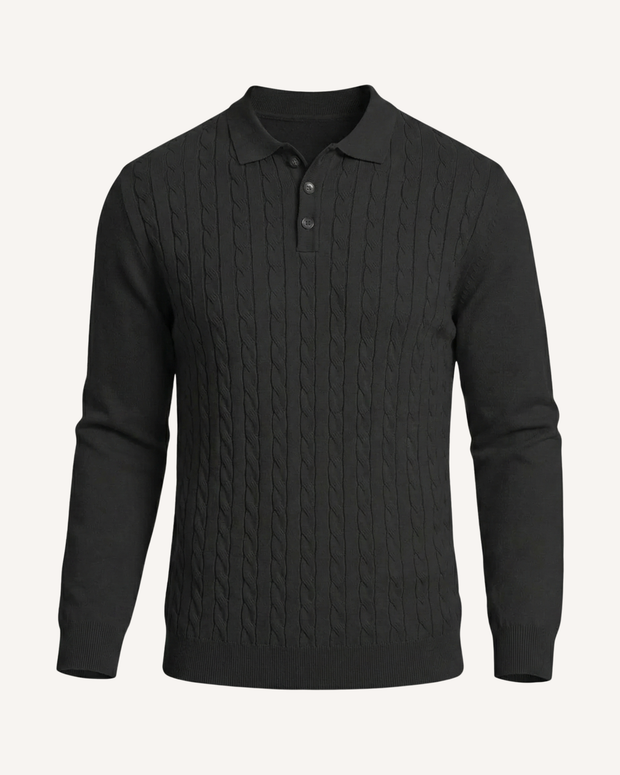 Polo hombre manga larga punto trenzado cuello clásico - Teo