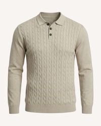 Polo hombre manga larga punto trenzado cuello clásico - Teo