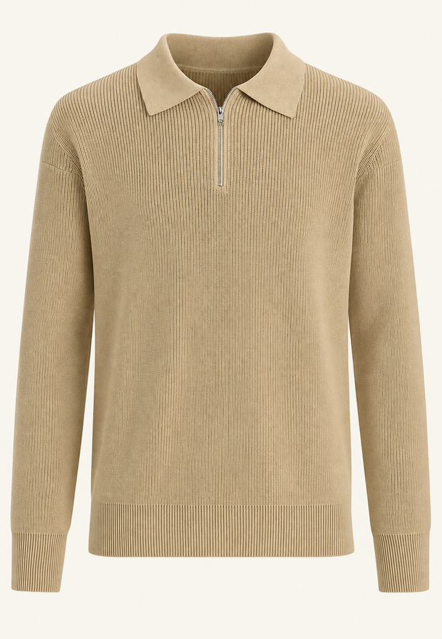 Jersey de punto con cuello polo y cremallera - Severin