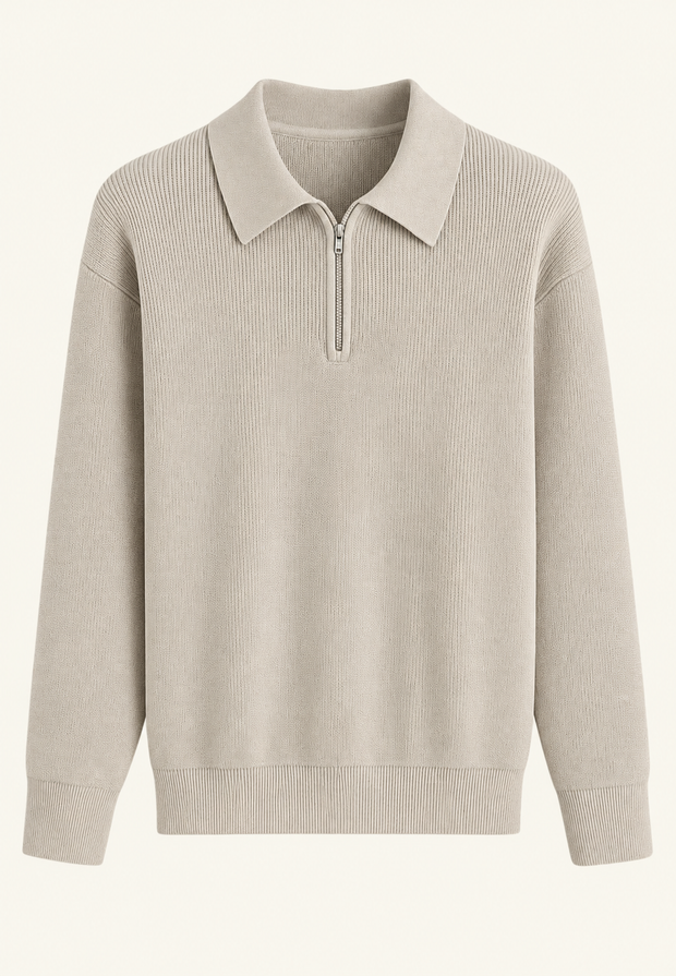 Jersey de punto con cuello polo y cremallera - Severin
