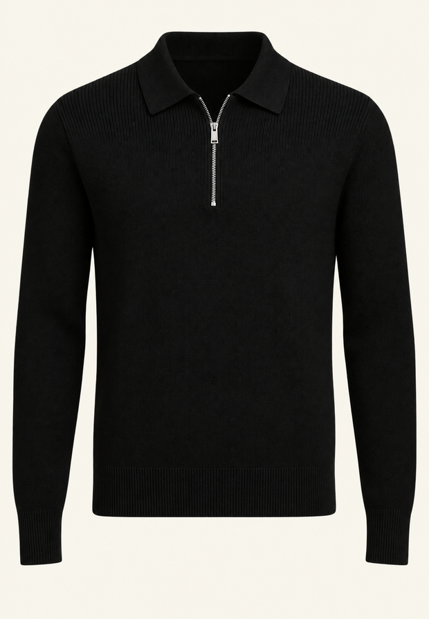 Jersey de punto con cuello polo y cremallera - Severin