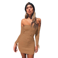 Laurette - Vestido bandage sexy con hombros descubiertos