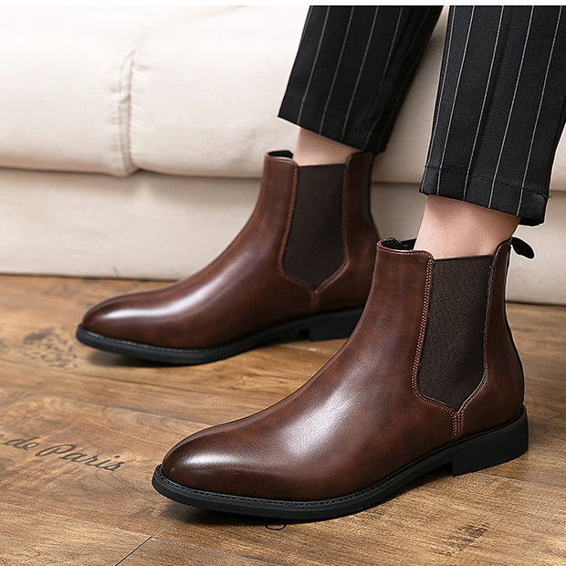 Botines de piel con elastico lateral para hombre - Heberto