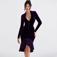Clara - Minivestido de terciopelo muy escotado con inserciones de malla