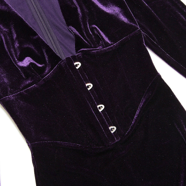 Clara - Minivestido de terciopelo muy escotado con inserciones de malla