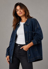 Sobrecamisa vaquera oversize con bolsillo frontal - Nadja