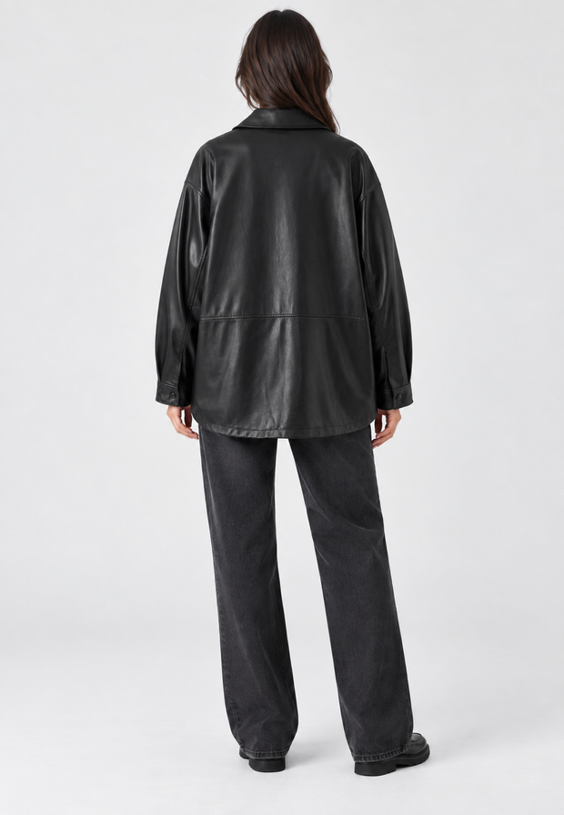 Chaqueta oversize efecto piel con bolsillos - Thaïs