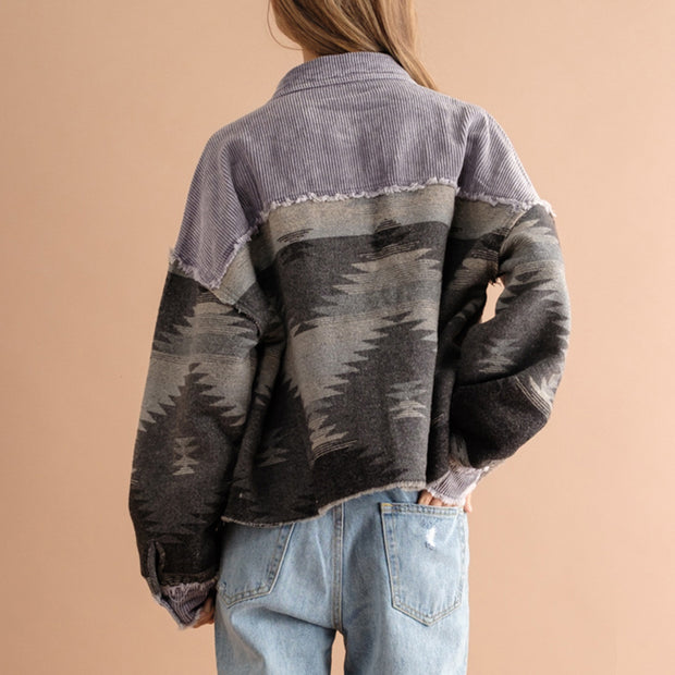 Sobrecamisa mujer combinada pana jacquard bolsillos - Océane