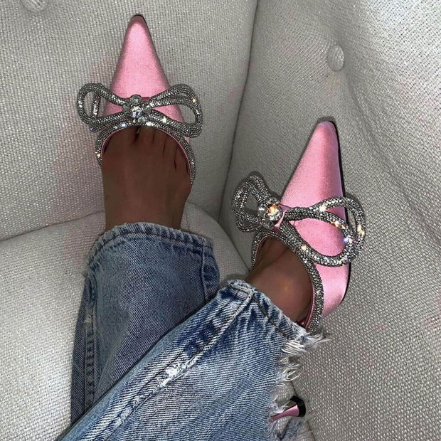 Aria - Zapatos de tacón mariposa de satén