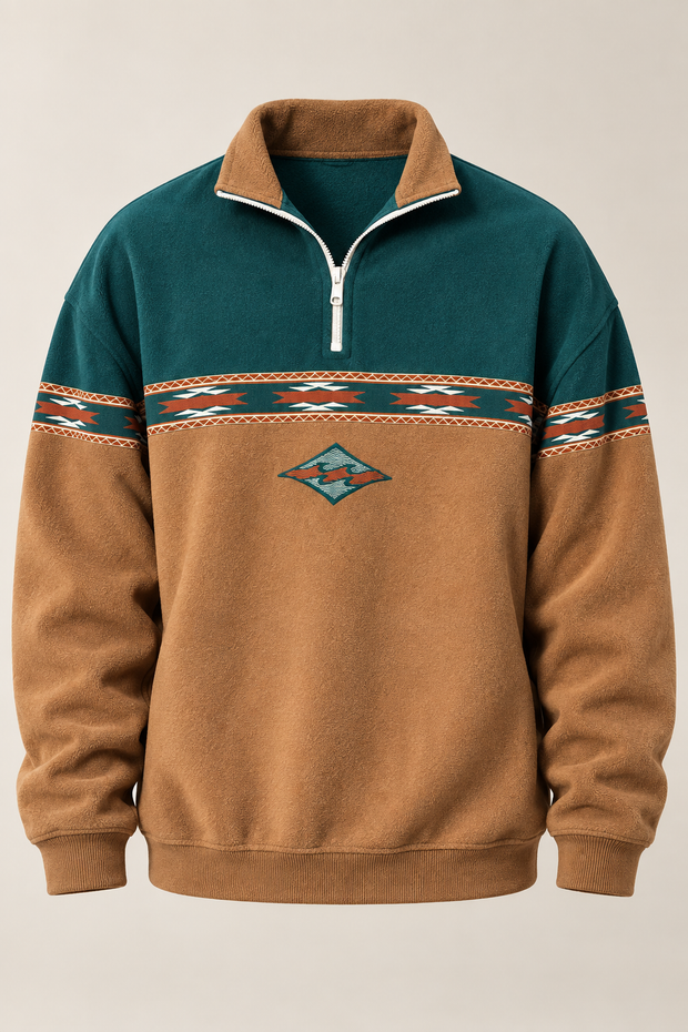 Sudadera hombre media cremallera estampado geométrico - Tavish