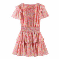 Ella - Sweet Style Minivestido con volantes y estampado floral