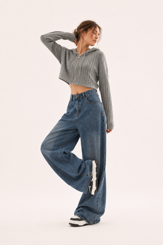 Vaqueros wide leg de tiro alto con costuras delanteras - Anika