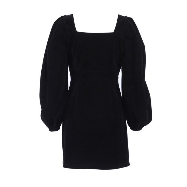 Isobel - Vintage - Mini vestido de noche de terciopelo con mangas abullonadas y escote cuadrado