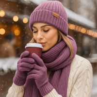 Gorro, bufanda y guantes para mujer efecto tejido - Nevrine
